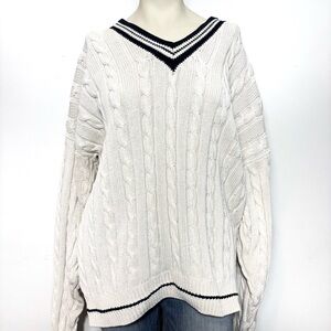 Woods & Gray white cable knit sweater